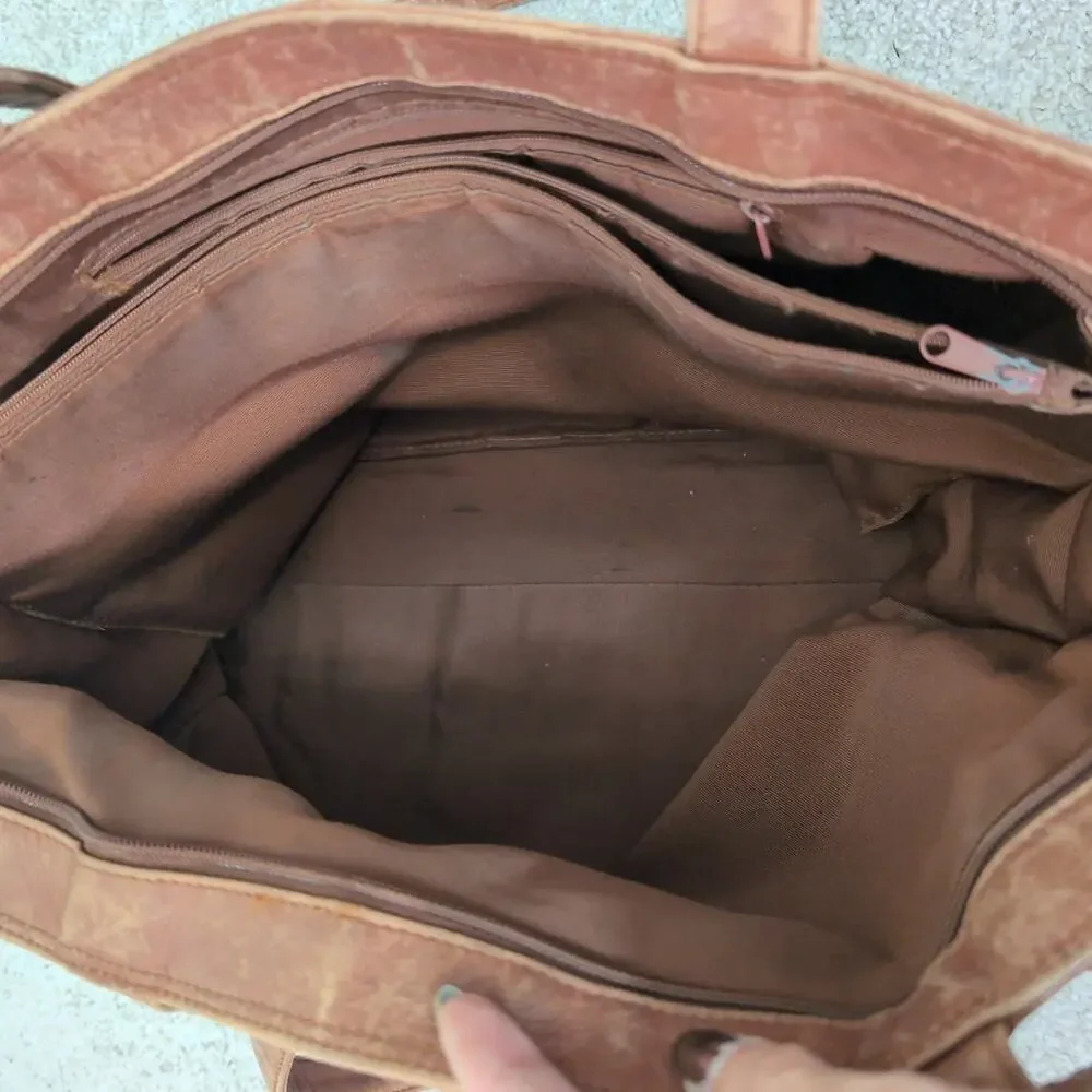 Vintage Leather Shoulder Tote Bag Minimalist